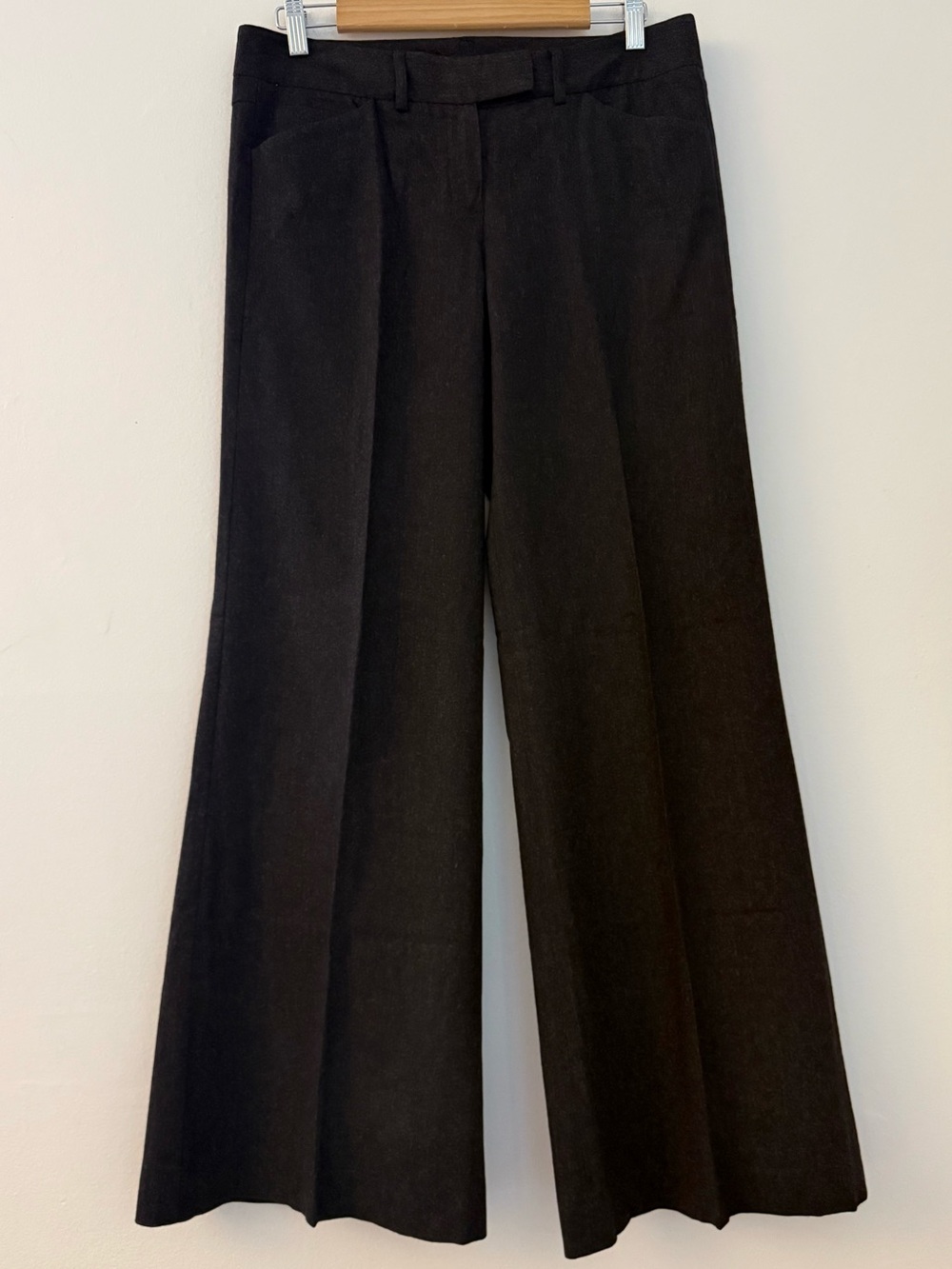Theory Womens Charcoal Gray Ronne Wide Flared Leg Wool Blend Flannel Size 8 - Picture 7 of 11